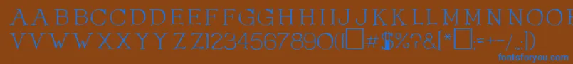 OlduvaiRegular-Schriftart – Blaue Schriften auf braunem Hintergrund