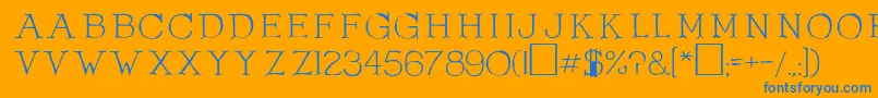 OlduvaiRegular-Schriftart – Blaue Schriften auf orangefarbenem Hintergrund