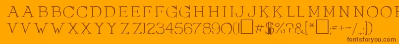 OlduvaiRegular-Schriftart – Braune Schriften auf orangefarbenem Hintergrund