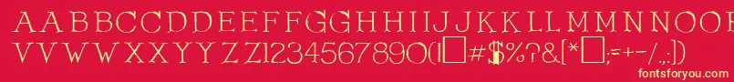 OlduvaiRegular-Schriftart – Gelbe Schriften auf rotem Hintergrund