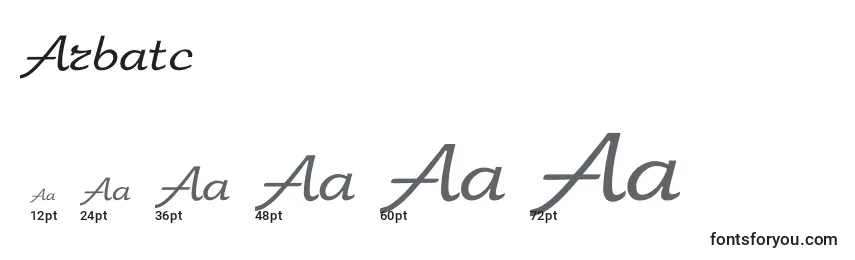 Размеры шрифта Arbatc