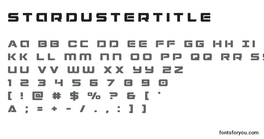 Czcionka Stardustertitle – alfabet, cyfry, specjalne znaki