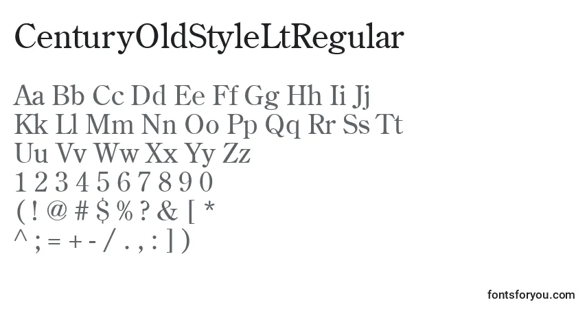 Czcionka CenturyOldStyleLtRegular – alfabet, cyfry, specjalne znaki