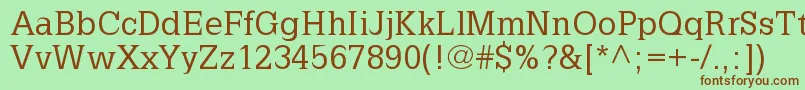 LatiniaNormal-fontti – ruskeat fontit vihreällä taustalla