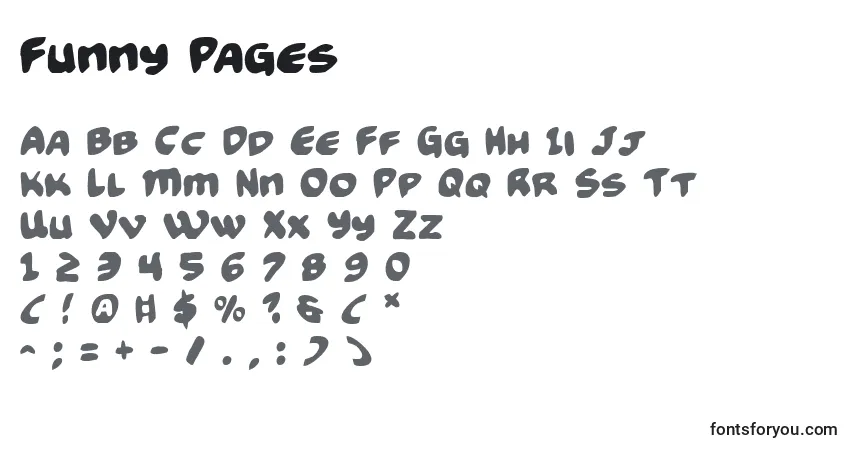 A fonte Funny Pages – alfabeto, números, caracteres especiais