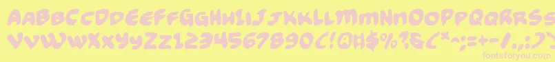 Funny Pages-fontti – vaaleanpunaiset fontit keltaisella taustalla