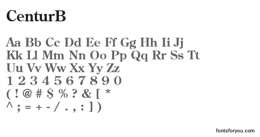 A fonte CenturB – alfabeto, números, caracteres especiais