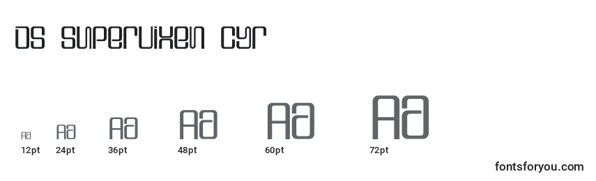Размеры шрифта Ds Supervixen Cyr