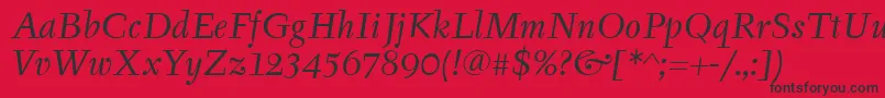 TyfaItcBookItalic Font – Black Fonts on Red Background