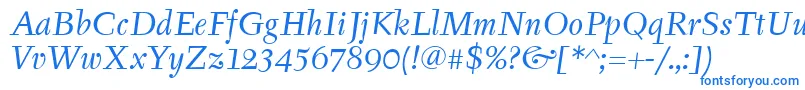 TyfaItcBookItalic Font – Blue Fonts on White Background