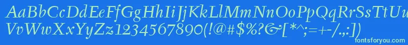 TyfaItcBookItalic Font – Green Fonts on Blue Background