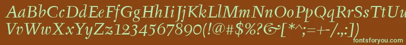 Шрифт TyfaItcBookItalic – зелёные шрифты на коричневом фоне