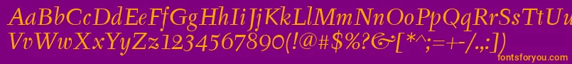 TyfaItcBookItalic Font – Orange Fonts on Purple Background