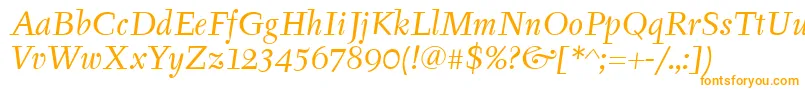 TyfaItcBookItalic-Schriftart – Orangefarbene Schriften auf weißem Hintergrund