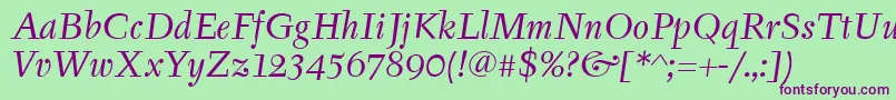 TyfaItcBookItalic Font – Purple Fonts on Green Background