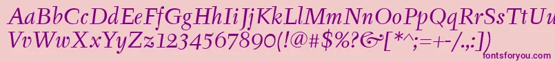 TyfaItcBookItalic Font – Purple Fonts on Pink Background