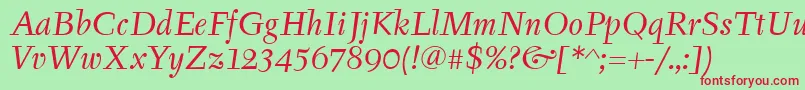 TyfaItcBookItalic Font – Red Fonts on Green Background