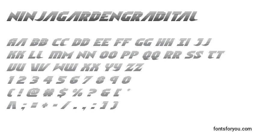 Schriftart Ninjagardengradital – Alphabet, Zahlen, spezielle Symbole