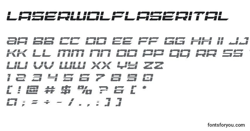 Schriftart Laserwolflaserital – Alphabet, Zahlen, spezielle Symbole