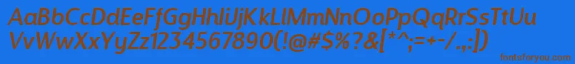 DesignosaurItalic Font – Brown Fonts on Blue Background