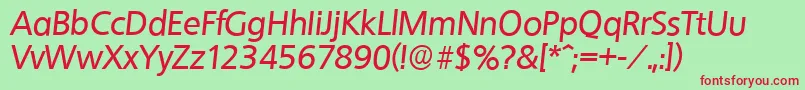QuebecserialMediumItalic Font – Red Fonts on Green Background