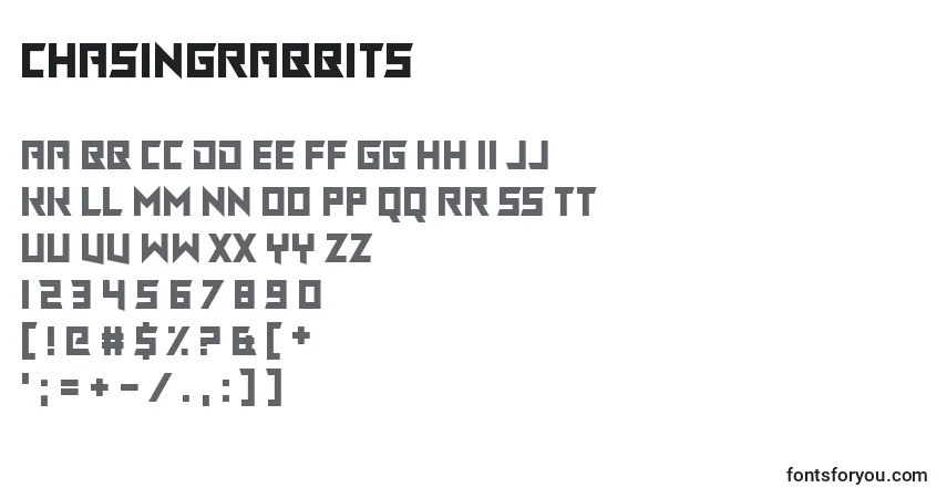 Шрифт ChasingRabbits – алфавит, цифры, специальные символы