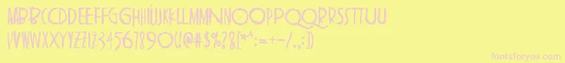 ShangriLa-fontti – vaaleanpunaiset fontit keltaisella taustalla