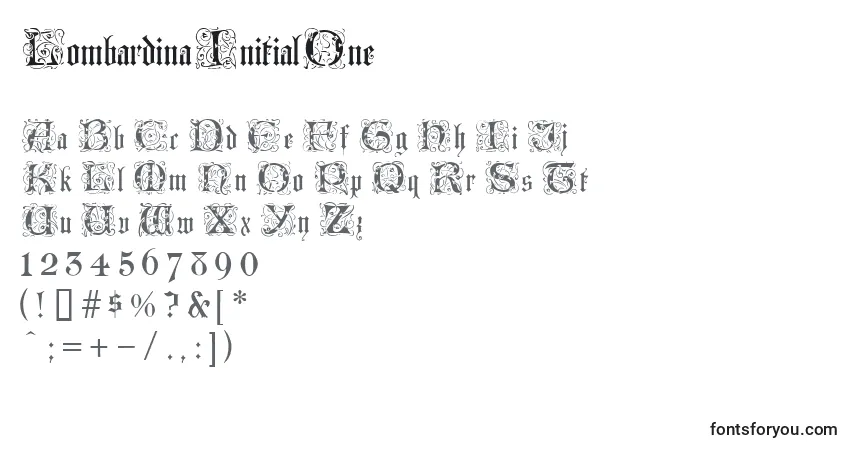 Шрифт LombardinaInitialOne – алфавит, цифры, специальные символы