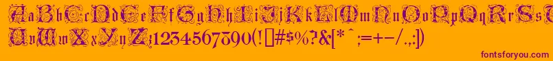 LombardinaInitialOne-Schriftart – Violette Schriften auf orangefarbenem Hintergrund