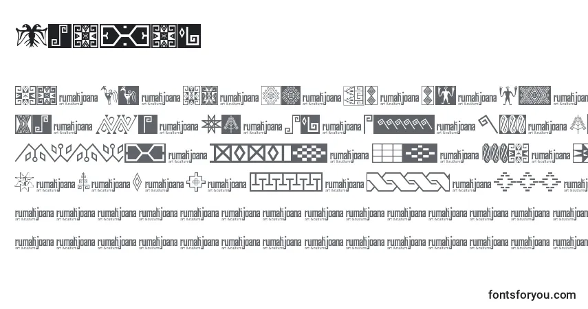 A fonte Ikatan – alfabeto, números, caracteres especiais
