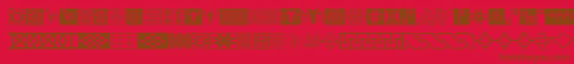 Ikatan-Schriftart – Braune Schriften auf rotem Hintergrund