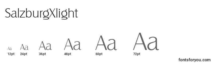 Размеры шрифта SalzburgXlight