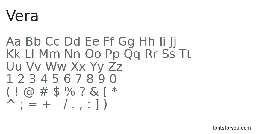 Czcionka Vera – alfabet, cyfry, specjalne znaki