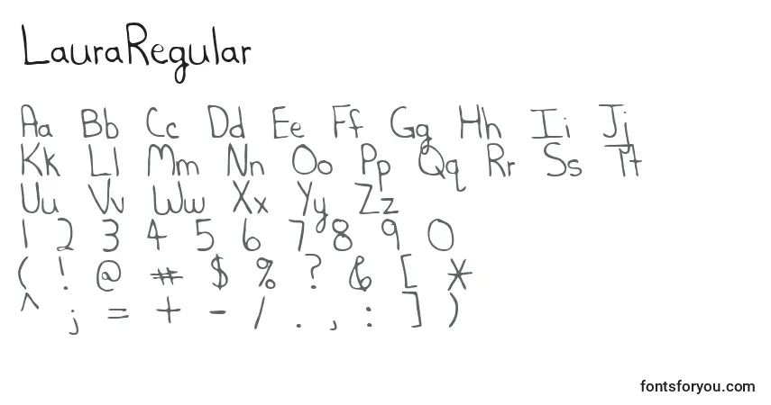 A fonte LauraRegular – alfabeto, números, caracteres especiais