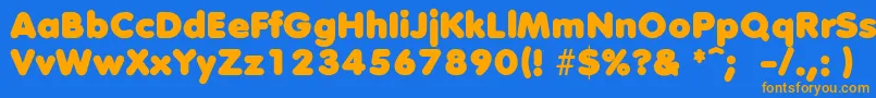 DebussyLengyar Font – Orange Fonts on Blue Background