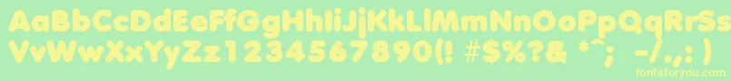 DebussyLengyar-fontti – keltaiset fontit vihreällä taustalla