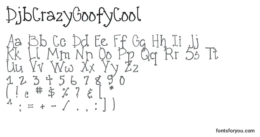DjbCrazyGoofyCoolフォント–アルファベット、数字、特殊文字