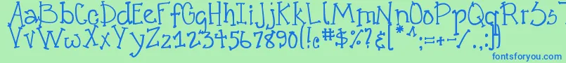 DjbCrazyGoofyCool-fontti – siniset fontit vihreällä taustalla