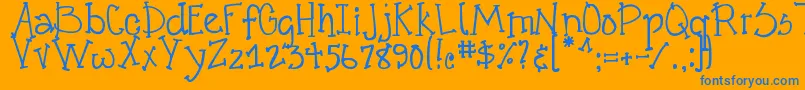 DjbCrazyGoofyCool-Schriftart – Blaue Schriften auf orangefarbenem Hintergrund