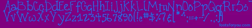 DjbCrazyGoofyCool-Schriftart – Blaue Schriften auf violettem Hintergrund
