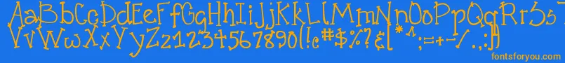 DjbCrazyGoofyCool Font – Orange Fonts on Blue Background