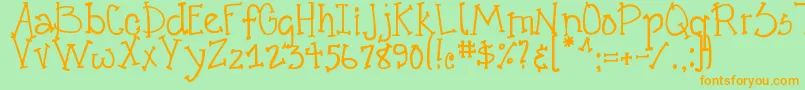 Czcionka DjbCrazyGoofyCool – pomarańczowe czcionki na zielonym tle