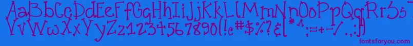 DjbCrazyGoofyCool Font – Purple Fonts on Blue Background