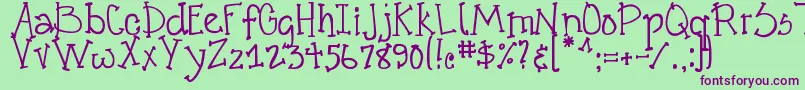 DjbCrazyGoofyCool Font – Purple Fonts on Green Background