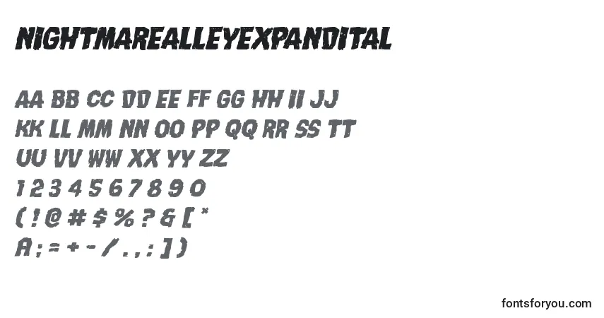Fuente Nightmarealleyexpandital - alfabeto, números, caracteres especiales