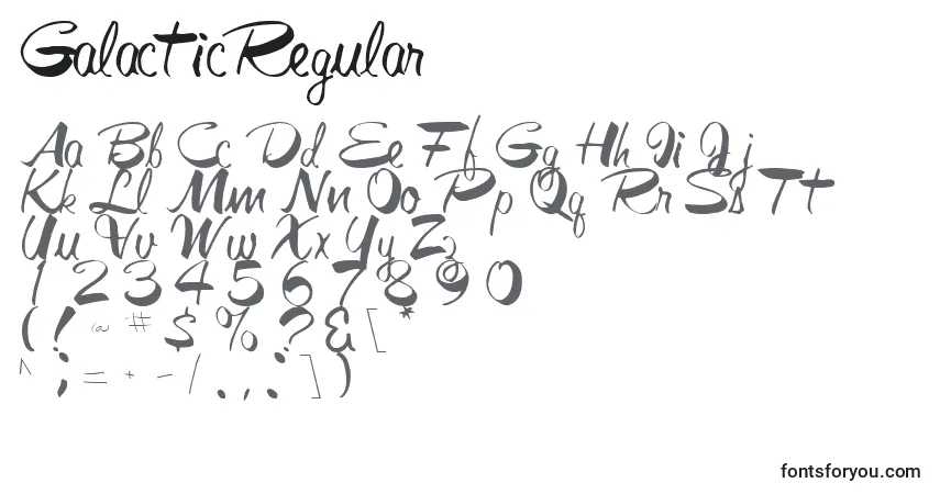Schriftart GalacticRegular – Alphabet, Zahlen, spezielle Symbole