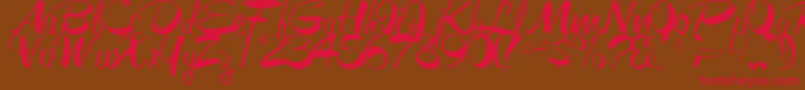 GalacticRegular-Schriftart – Rote Schriften auf braunem Hintergrund