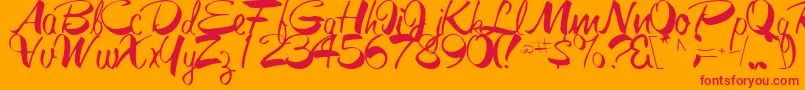 Fonte GalacticRegular – fontes vermelhas em um fundo laranja
