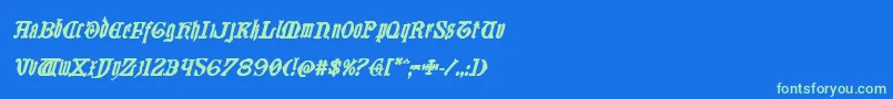 Шрифт Westdelphiaboldital – зелёные шрифты на синем фоне