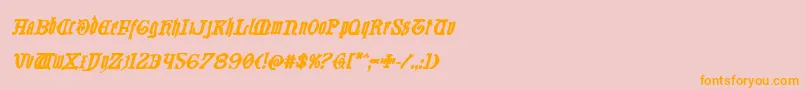 フォントWestdelphiaboldital – オレンジの文字がピンクの背景にあります。